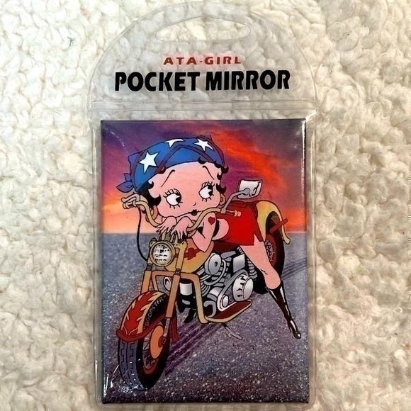 Ata-Boy Betty Boop Biker Pocket Mirror NWOT - Picture 1 of 3